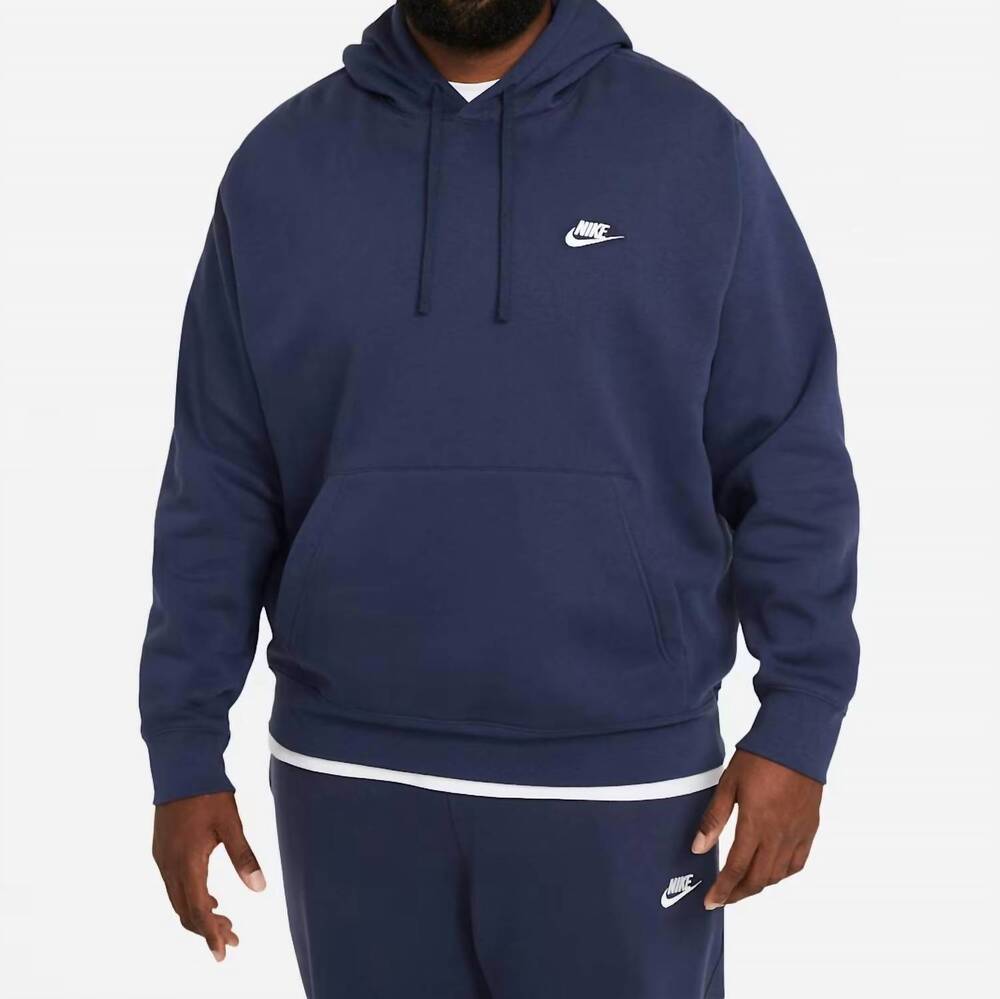 NEW NIKE club fleece pullover hoodie in navy